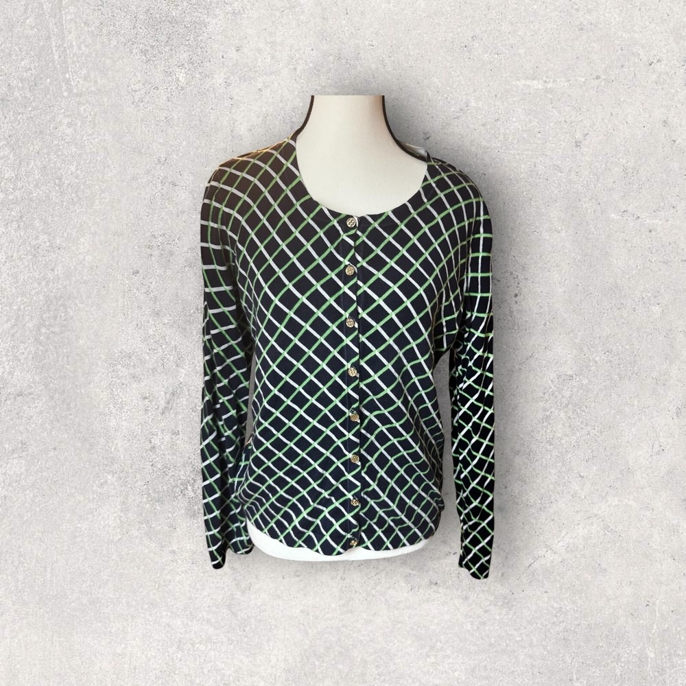 Talbots Diamond Print Button Cardigan L‎
